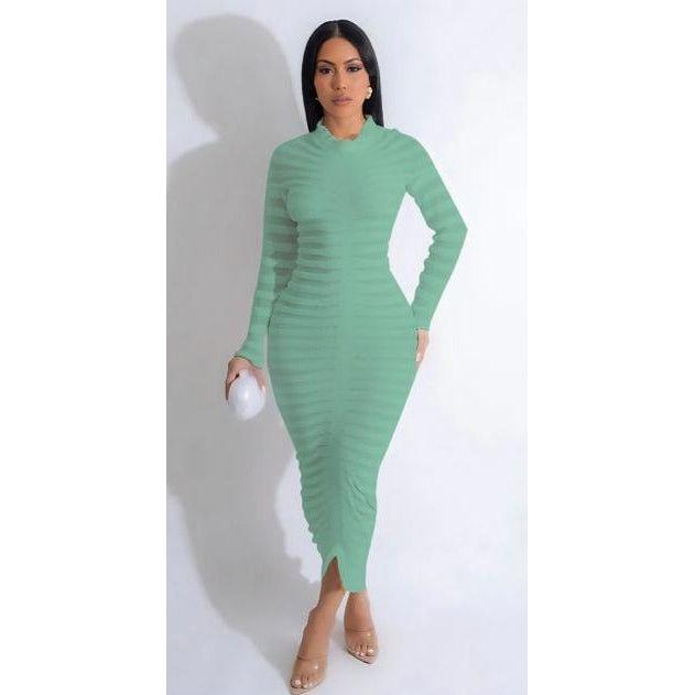Vintage Long Sleeve Bodycon Dress