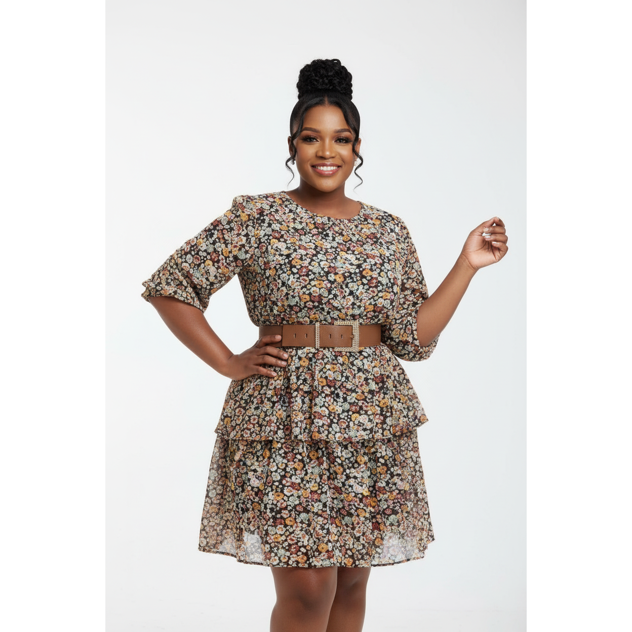Short Sleeve High Waisted Dress