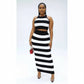 Striped Slit Skirt and Top Set