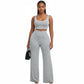 Sleeveless Crop Top And Pant Set