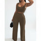 Sleeveless Crop Top And Pant Set