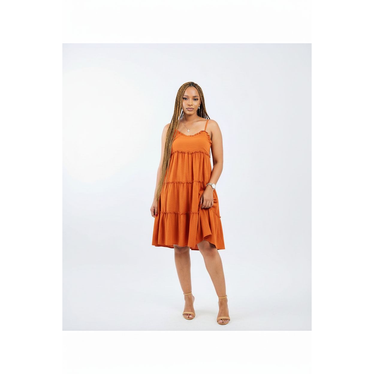 Sleeveless Patched Midi Dress