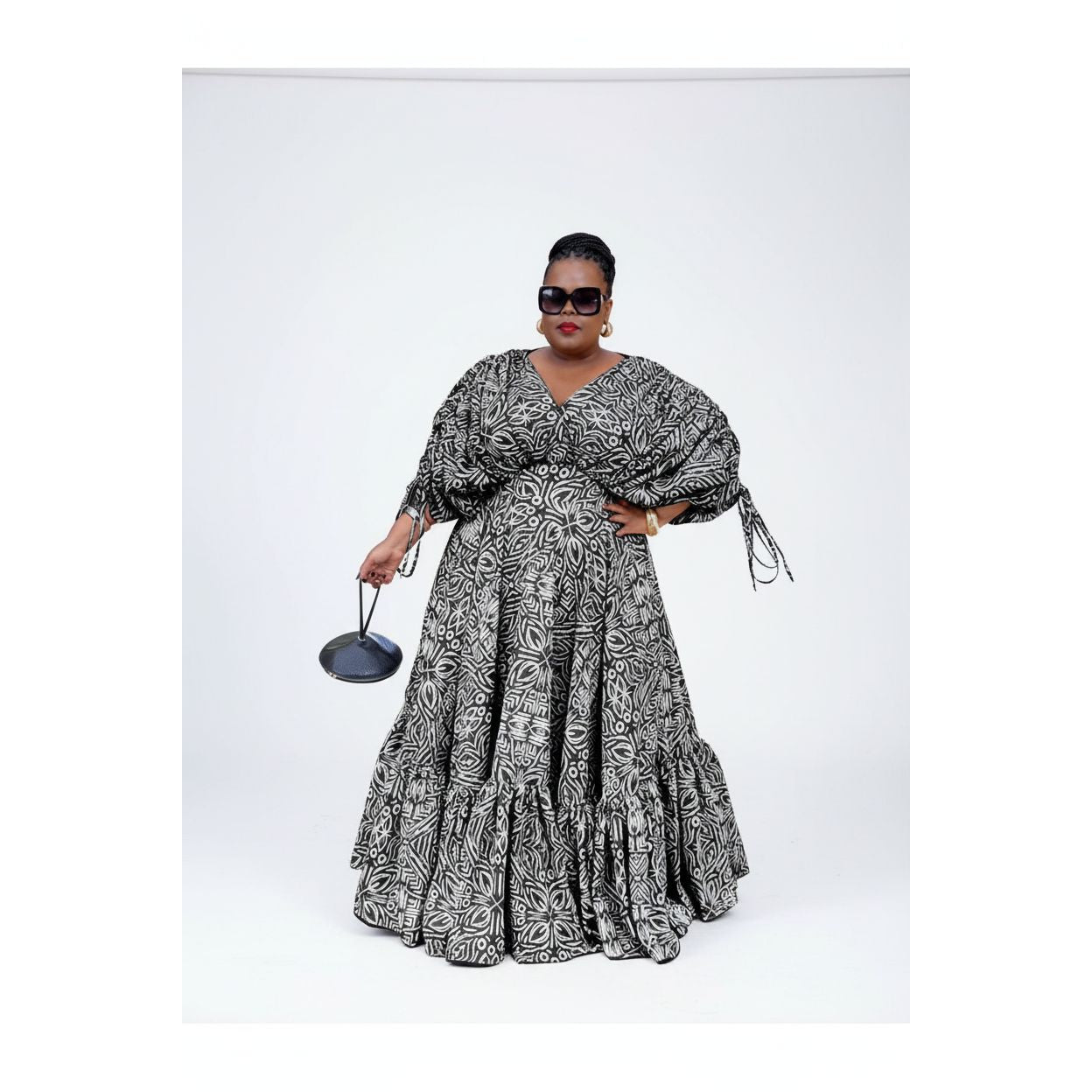 Long Sleeve V-Neck Maxi Dress