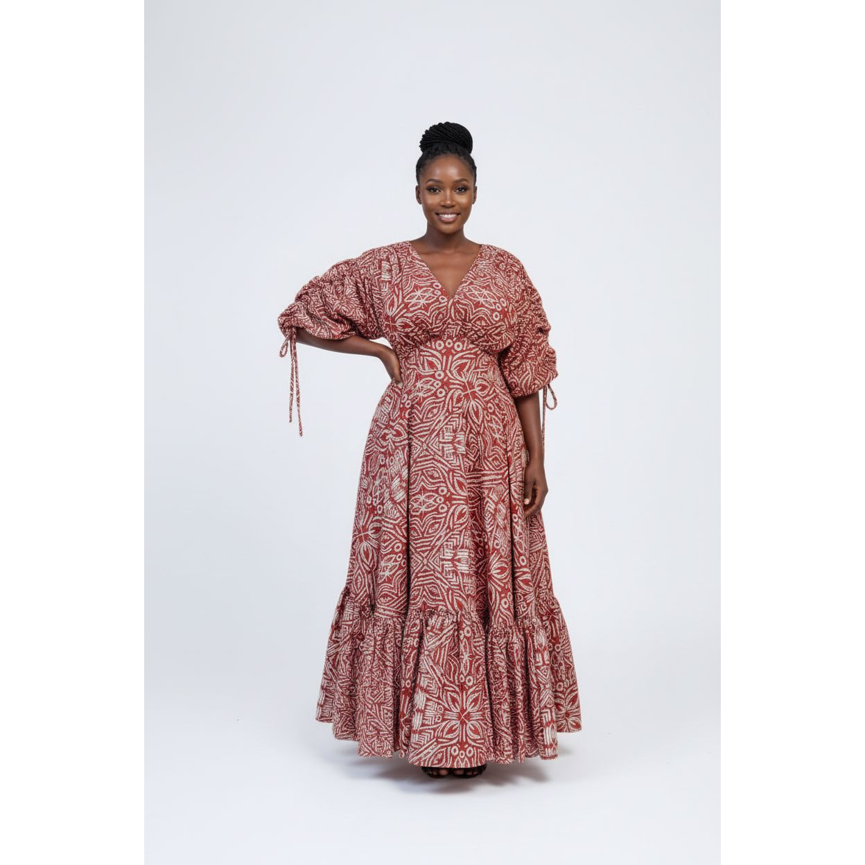 Long Sleeve V-Neck Maxi Dress