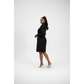 Black Tweed Bow Detail Elegant Long Sleeve Button Dress