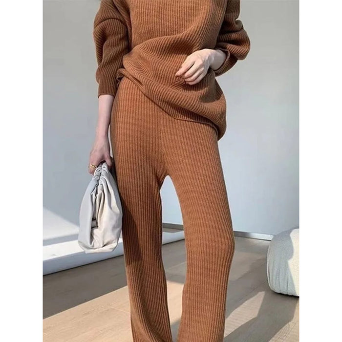 Knitted Sweater and Wide Pant Set