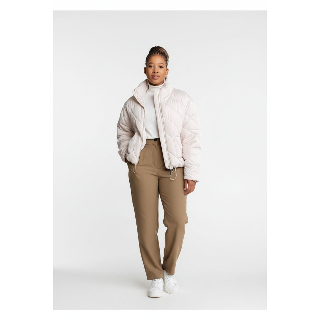 Pocket Elastic Waist Warm Jacket