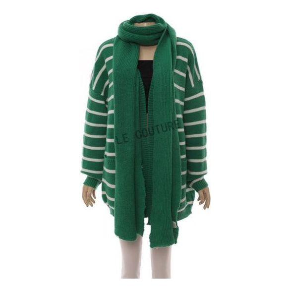 Striped Knitted Jersey and Scarf Set.