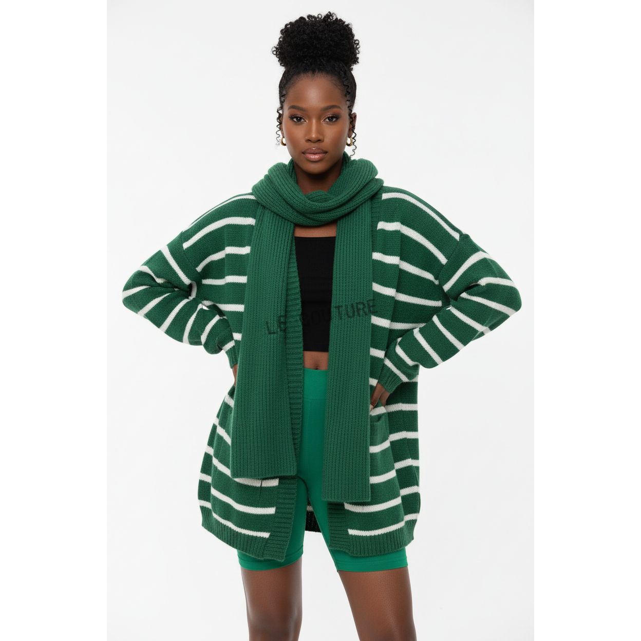 Striped Knitted Jersey and Scarf Set.