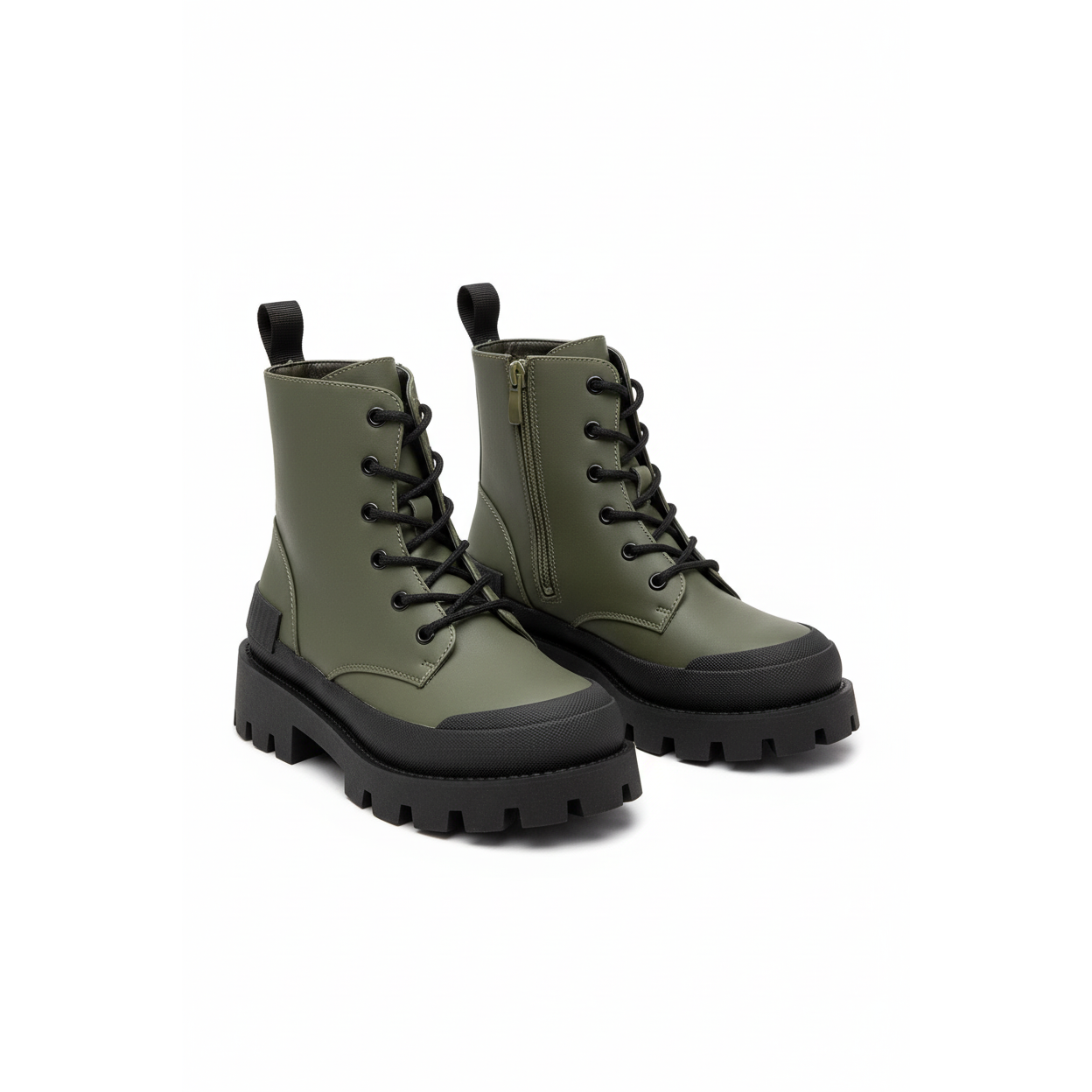 Lace-Up Zipper Leather Boots