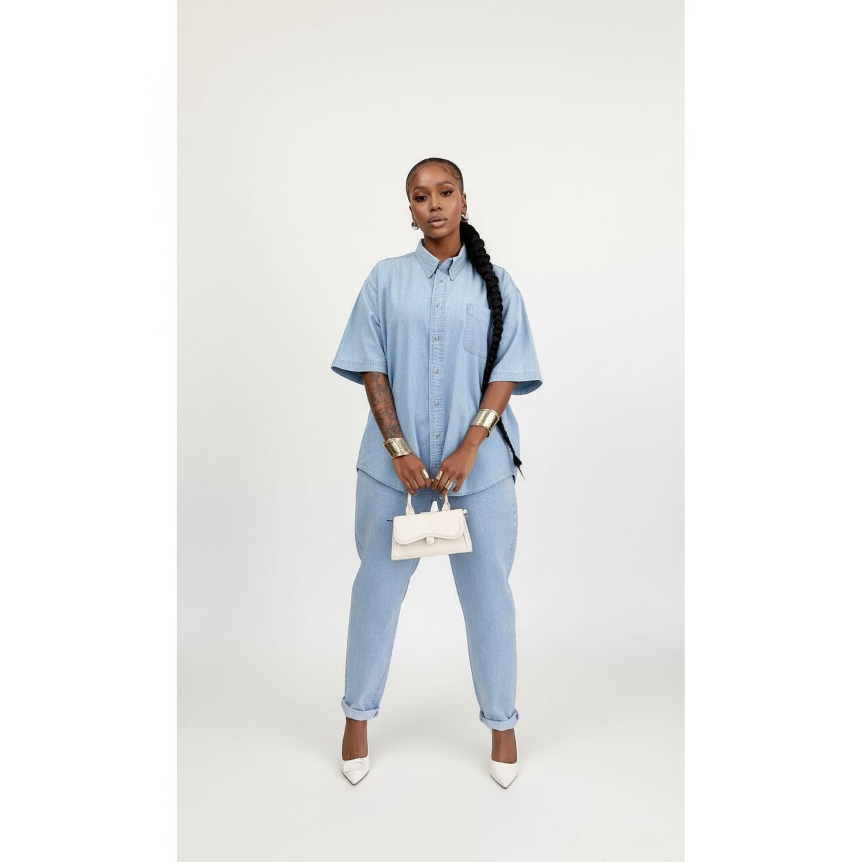 Vintage Buttoned Denim Set