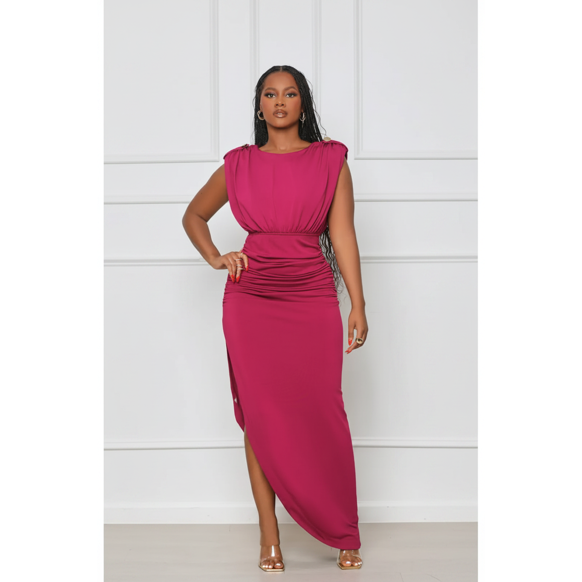 Women's Split Folds Sleeveless Maxi Dress