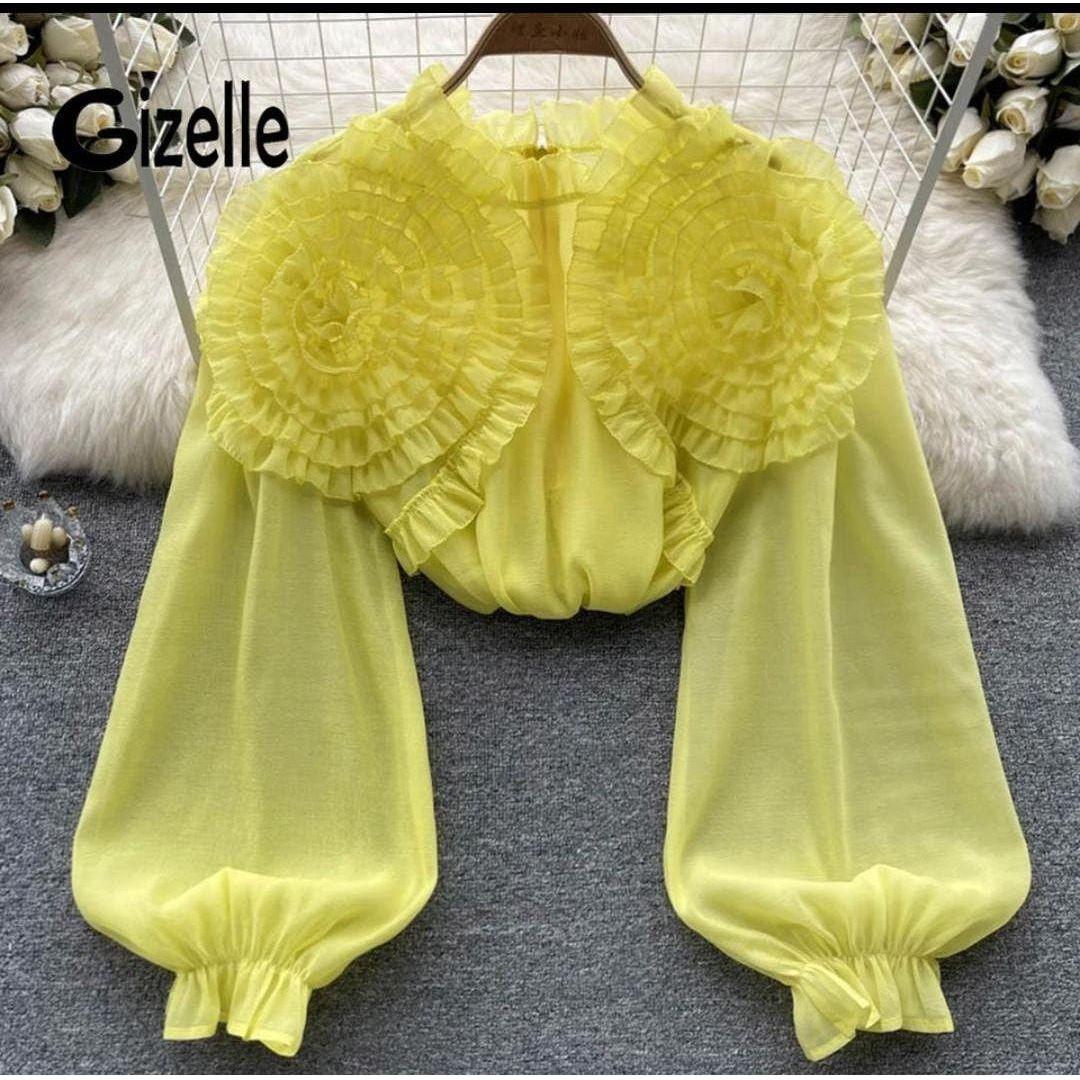 Long Sleeve Lace Flower Top