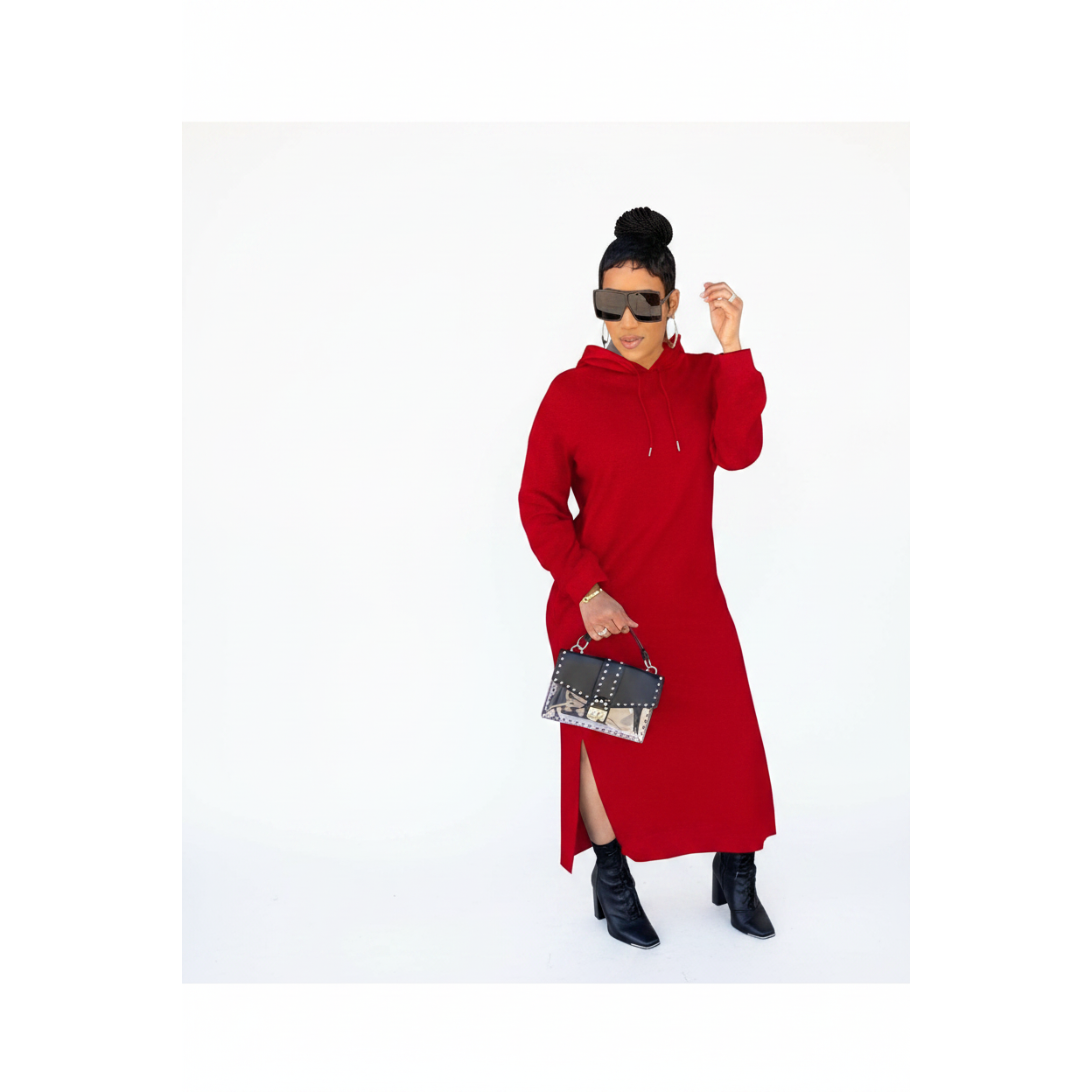 Hooded Side Slit Dress