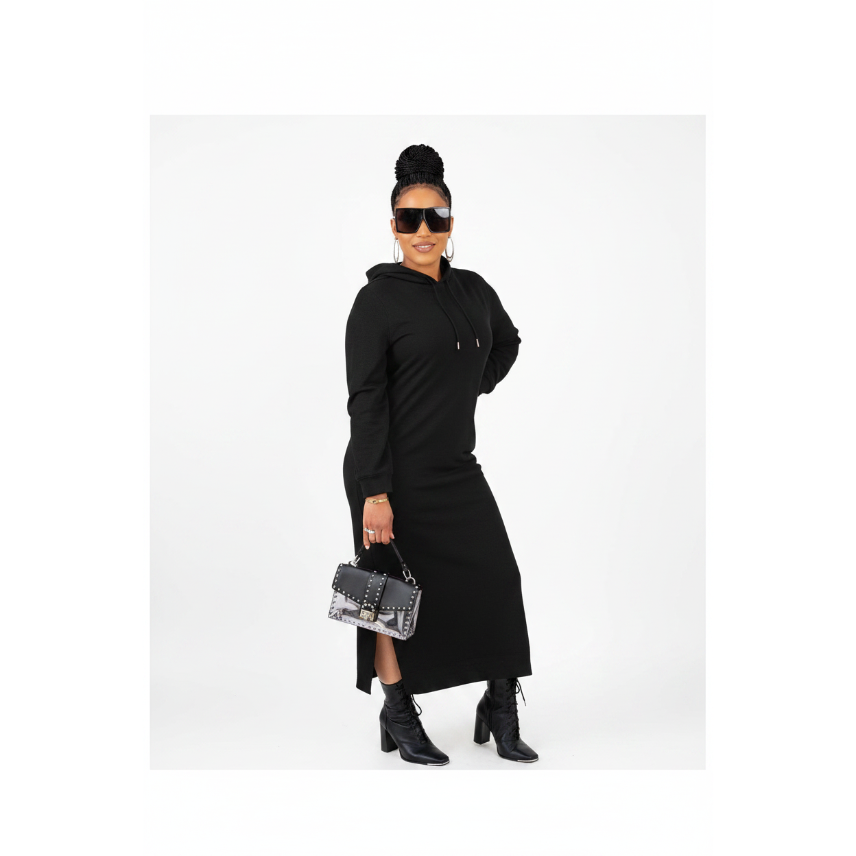 Hooded Side Slit Dress