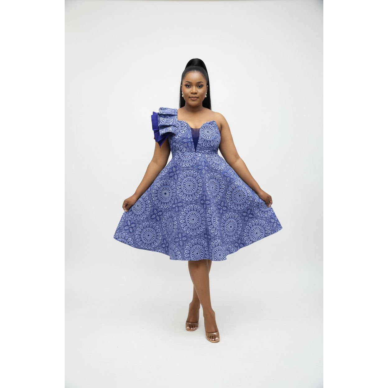 Traditional Flare Off Shoulder Ankara Dress
