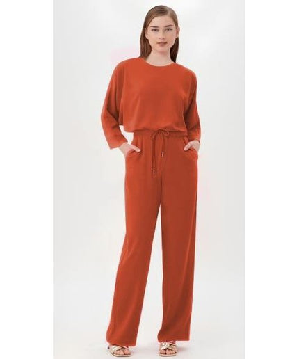 Sexy Round Neck Top and Loose Pant Set