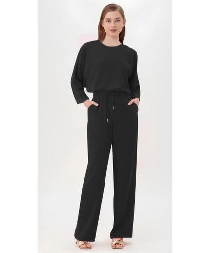 Sexy Round Neck Top and Loose Pant Set