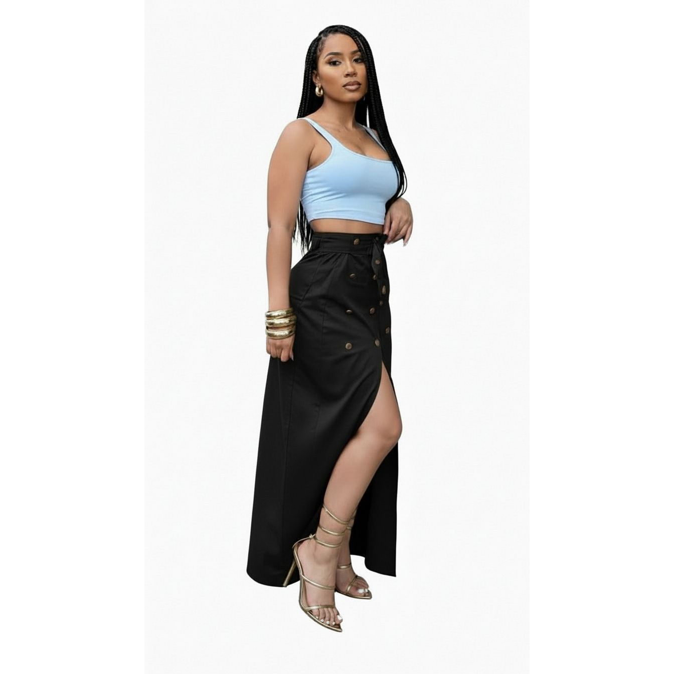 Cargo Front Slit Skirt