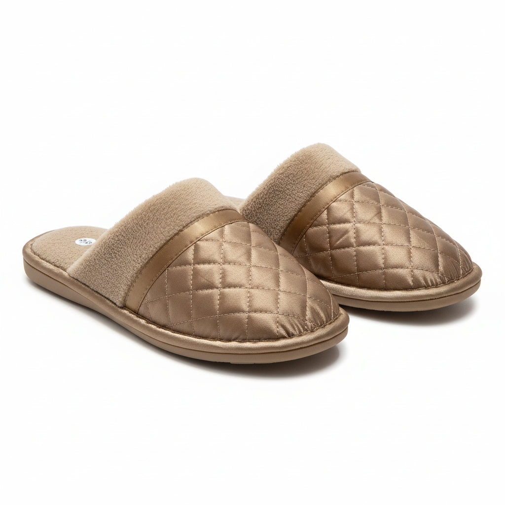 Satin Quilted Winter InHouse Slippers