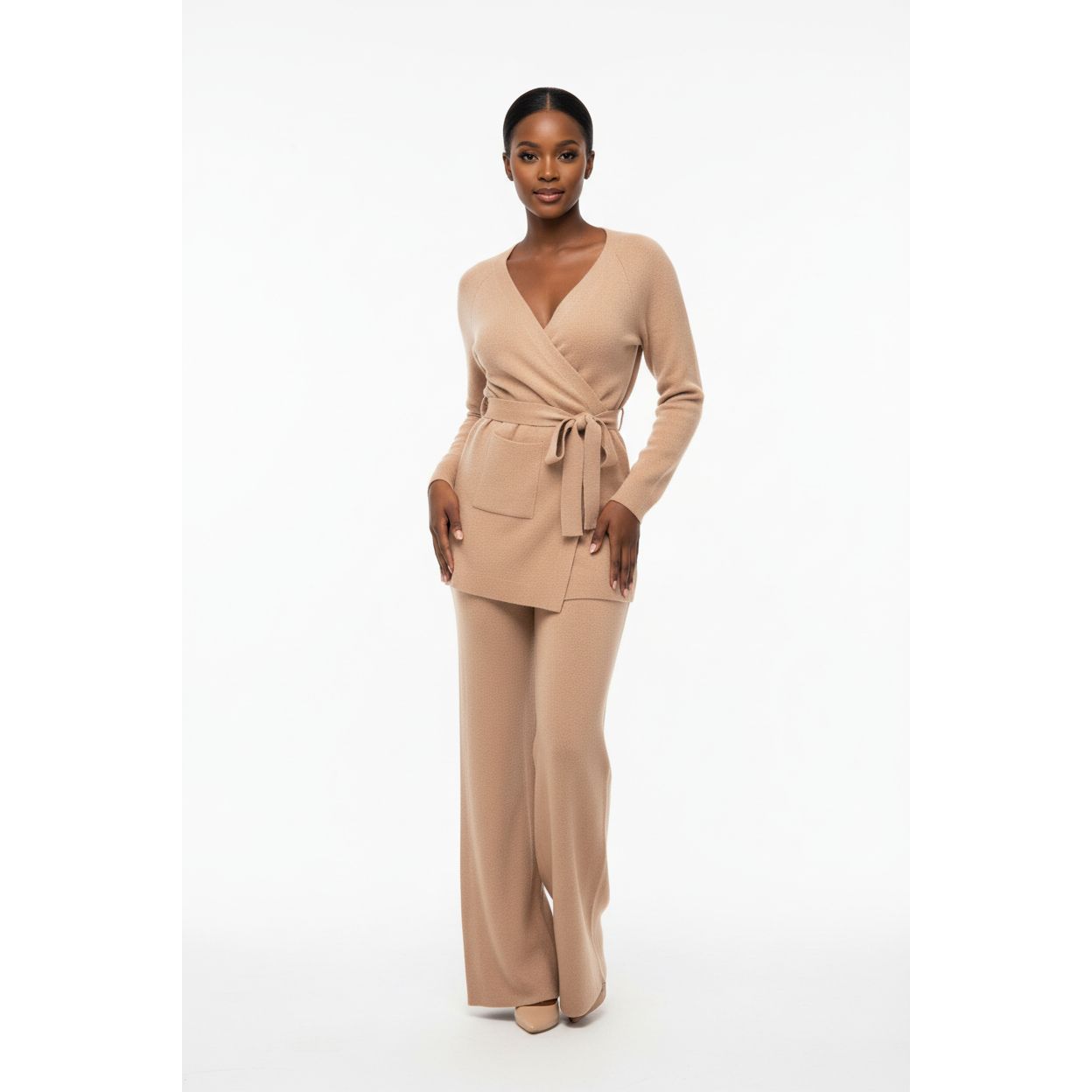 Sexy Knitted Long Sleeve Top and Pant Set