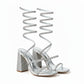 Spiral Rhinestone Thick Heel