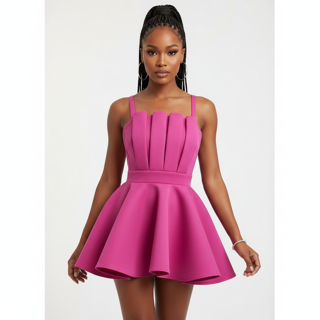 Sleeveless Pleated Mini Dress