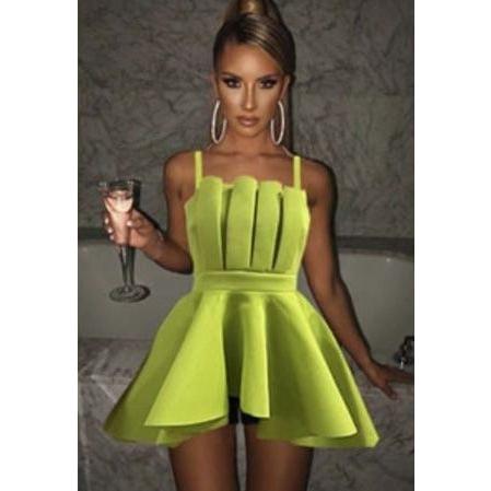5 Colors Cap Sleeves Pleated Splice Tailored Mini Dress