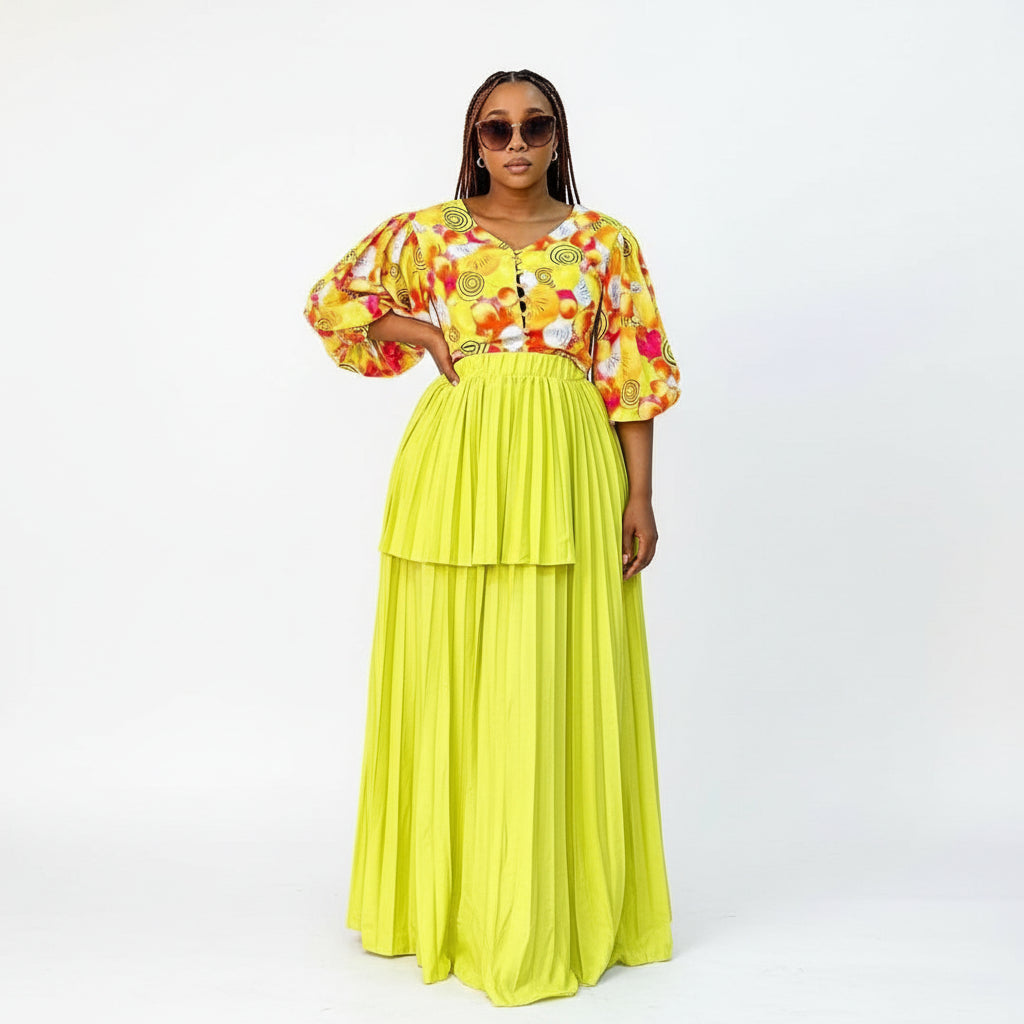 Pleated Skirt and Crop Top Set