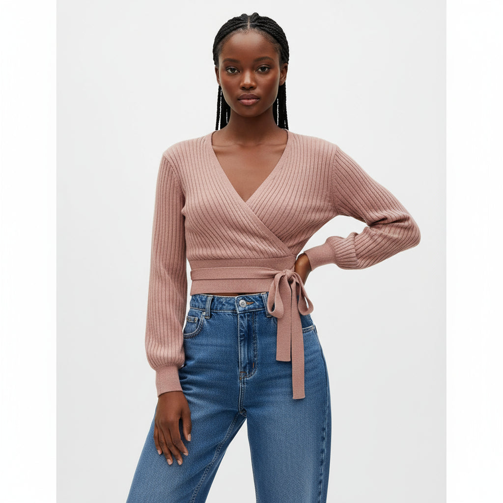 Knitted V-Neck Top