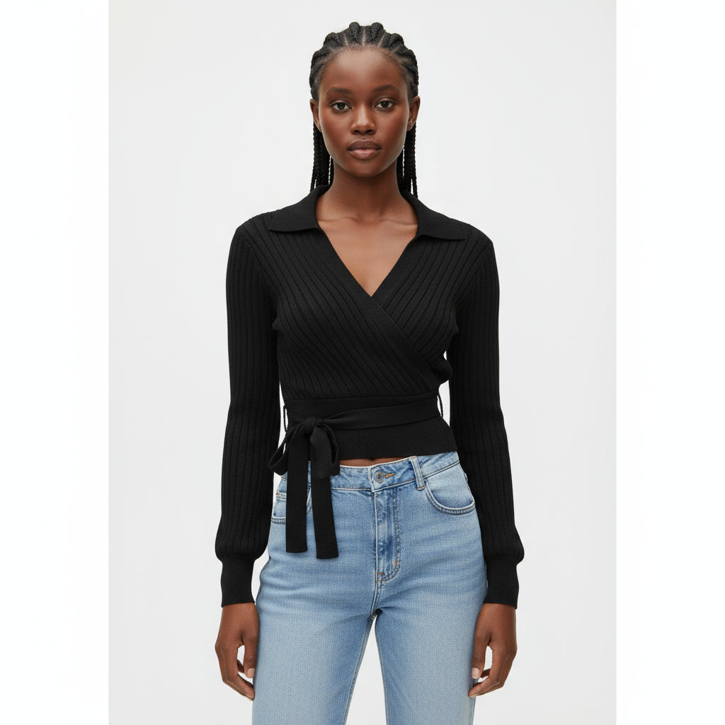 Knitted V-Neck Top