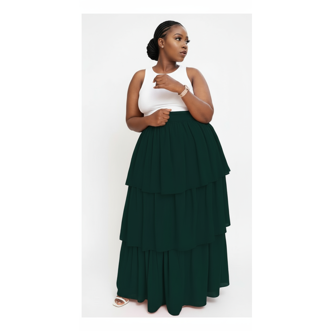 Pleated Patchwork Skirt