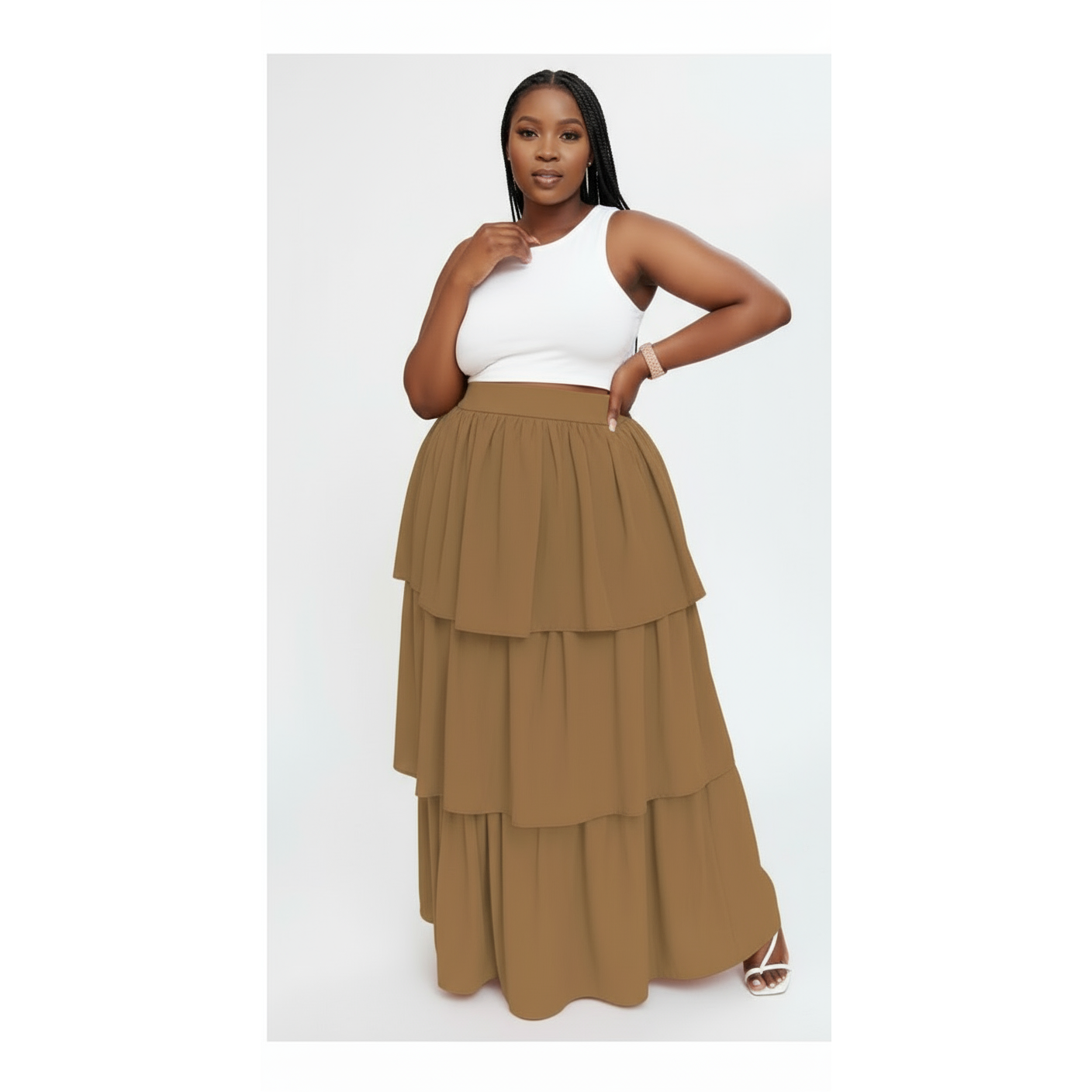 Pleated Patchwork Skirt