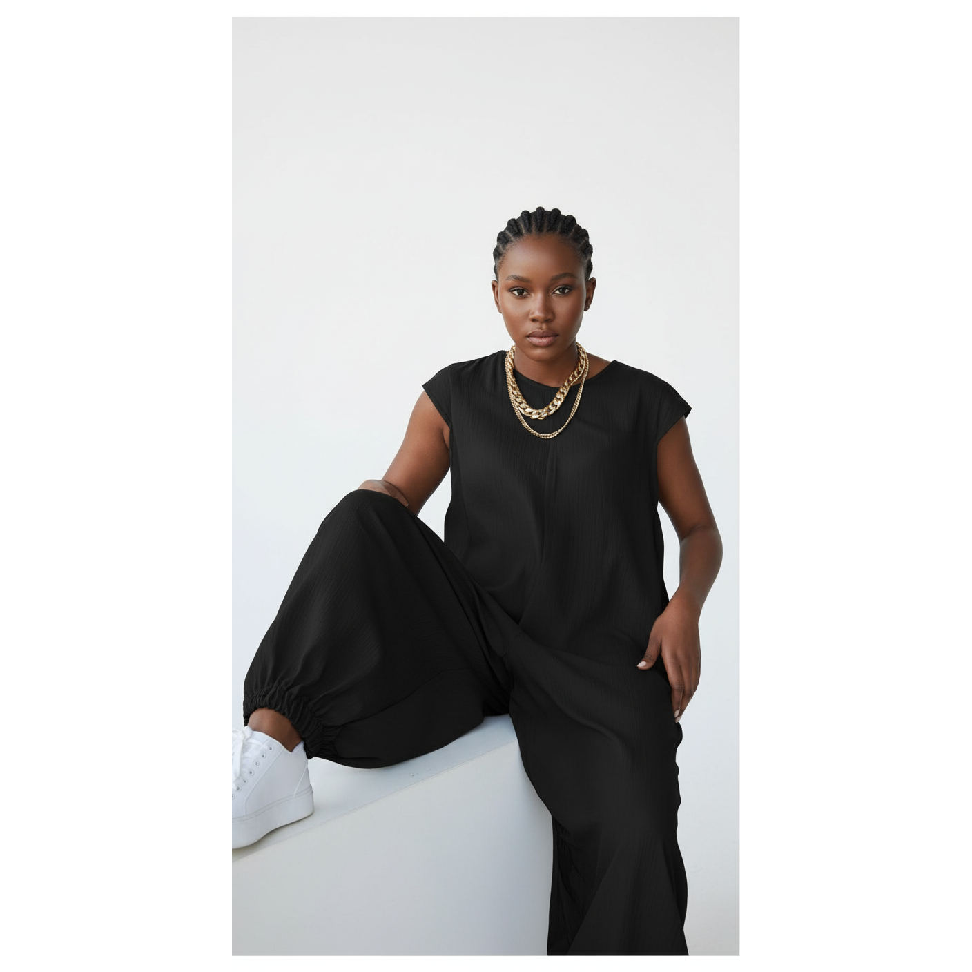 Round Neck Wide Leg Jumpsuit