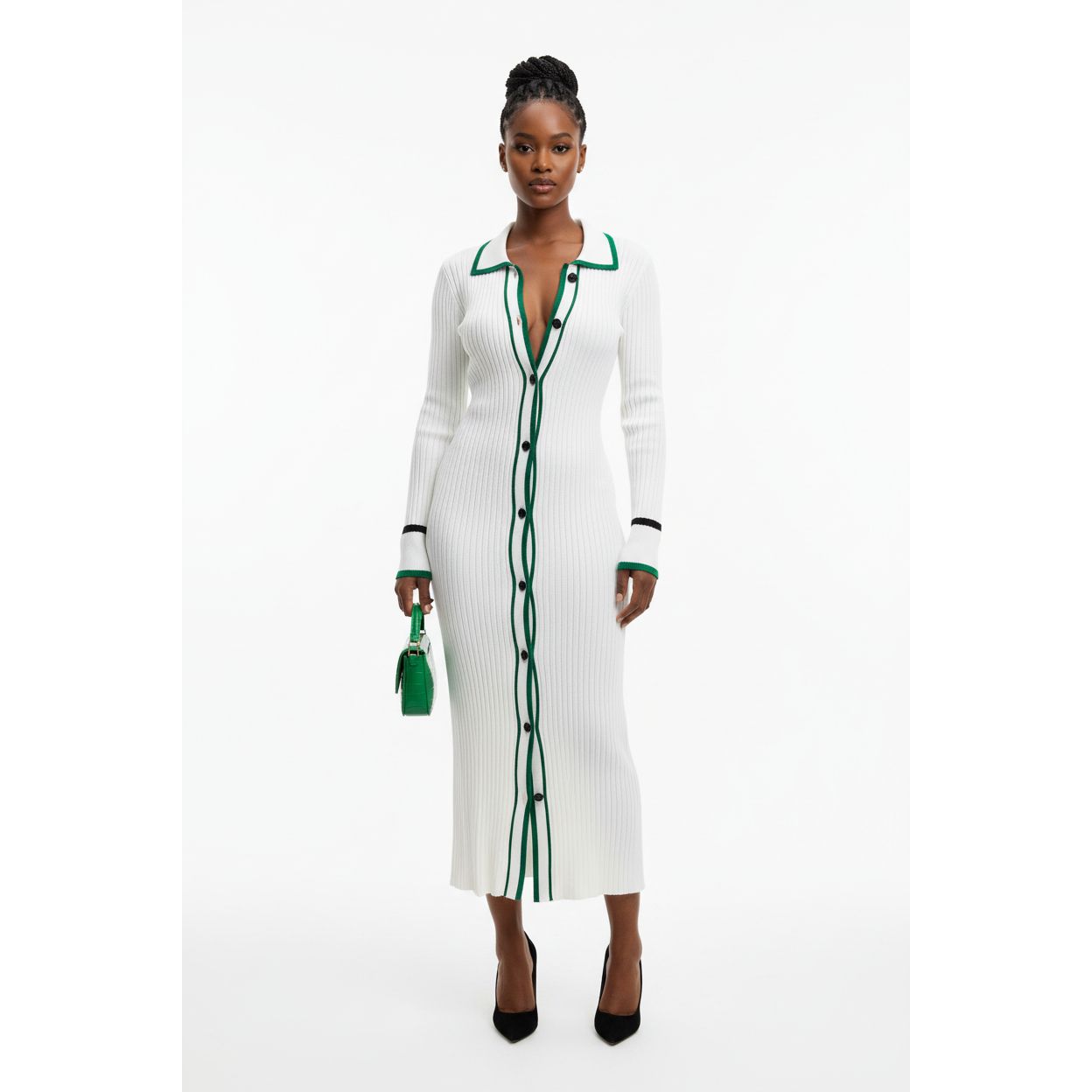 Buttoned Detailed Knitted Dress