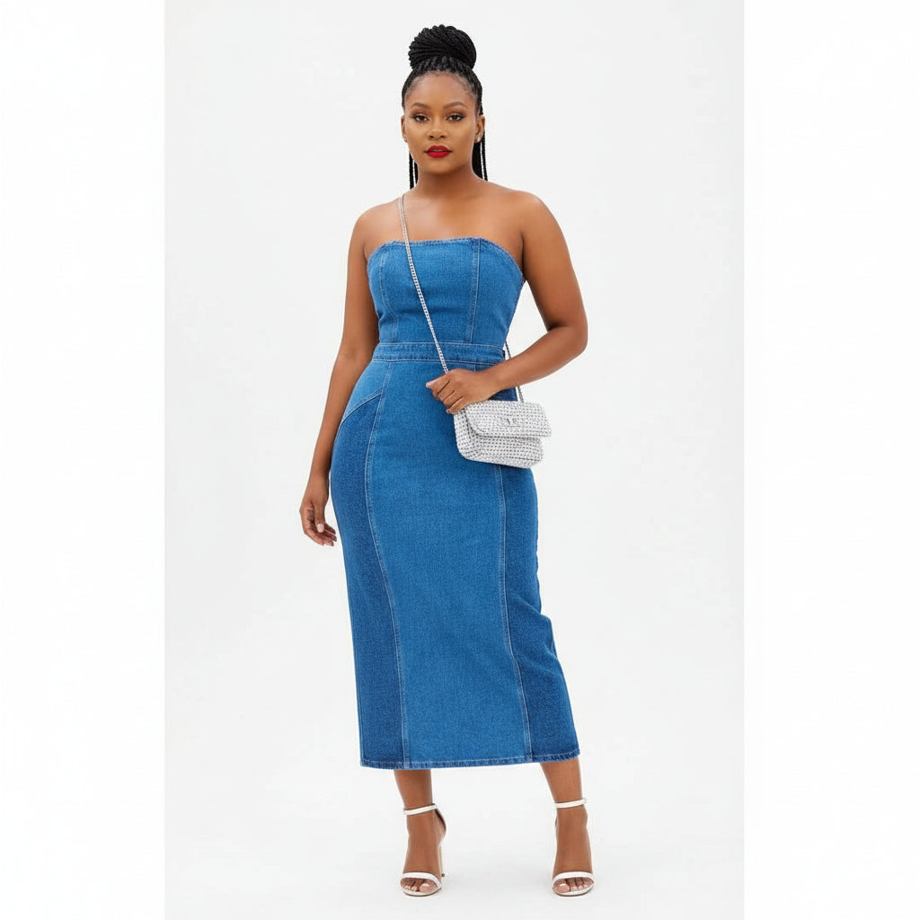 Boobtube Bodycon Denim Dress