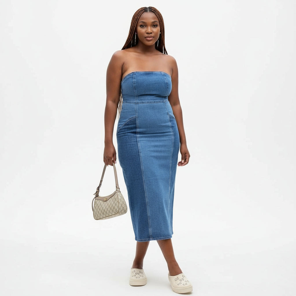 Boobtube Bodycon Denim Dress