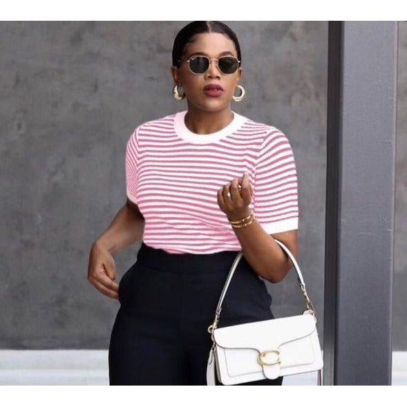 Round Neck Striped Top