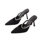 Pointed Toe Glitter Sling Short Heel