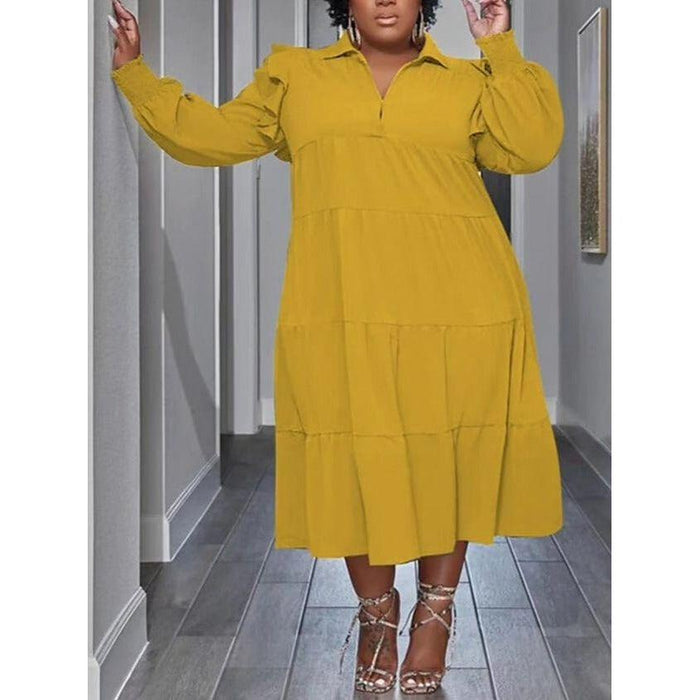 Solid Color Collar Shirt Dress — YELLOW SUB TRADING
