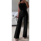 Sleeveless Feather Top and High Waisted Pant Set