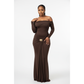 Plus Size Off-Shoulder Long-Sleeve Maxi Dress