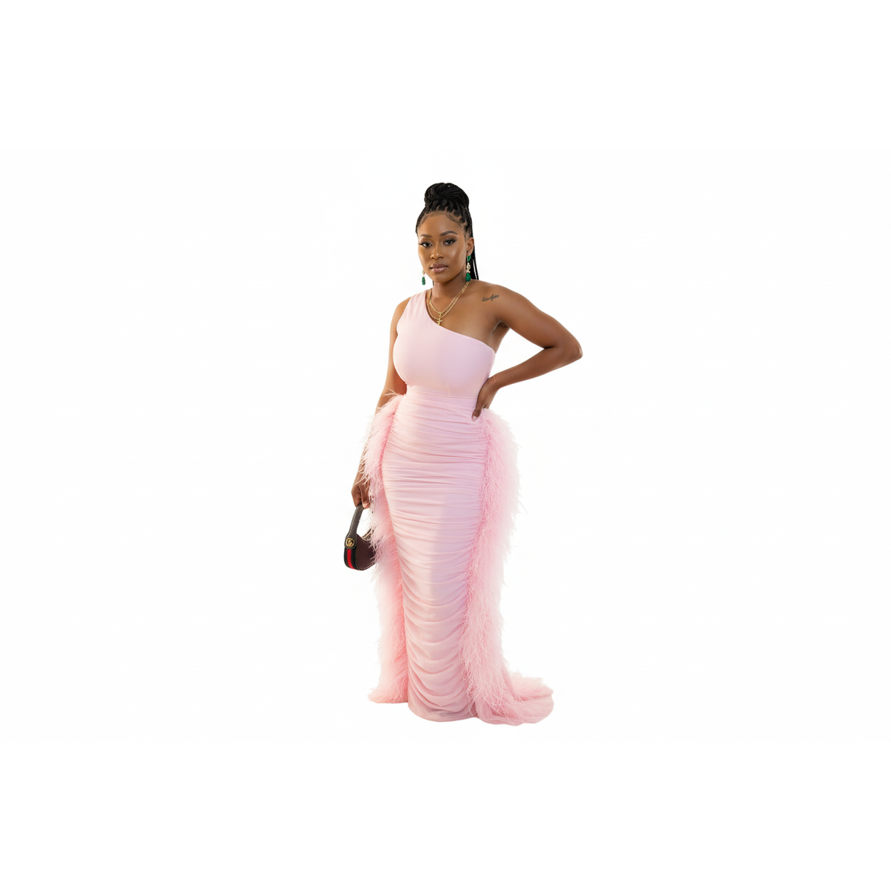 Ruffle One Hand Off Shoulder Bodycon Dress