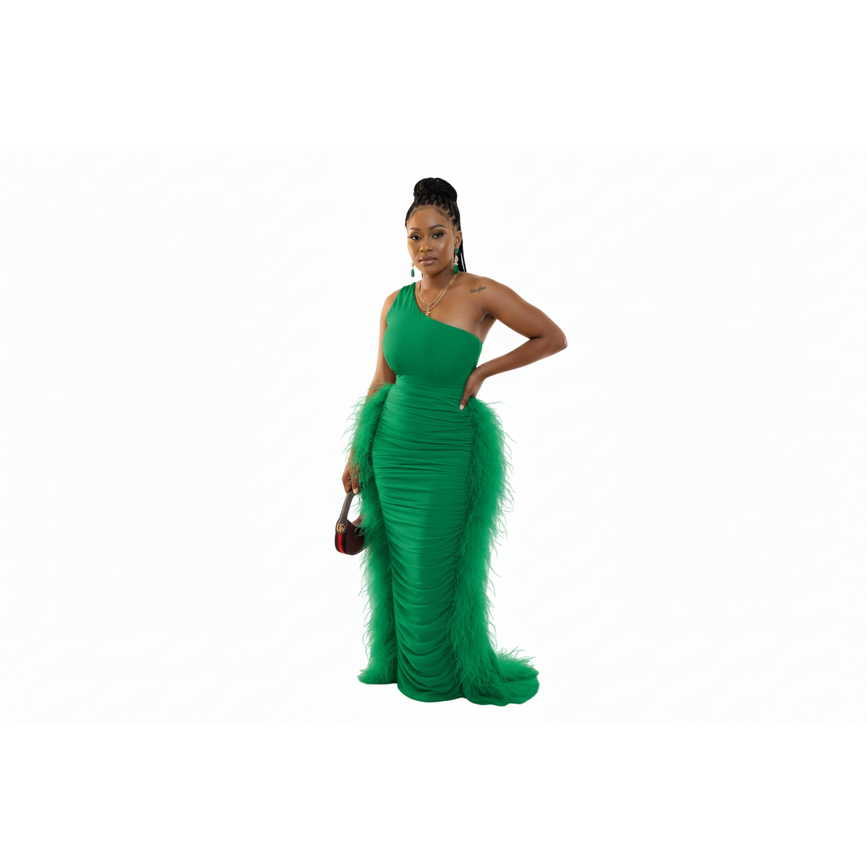 Ruffle One Hand Off Shoulder Bodycon Dress