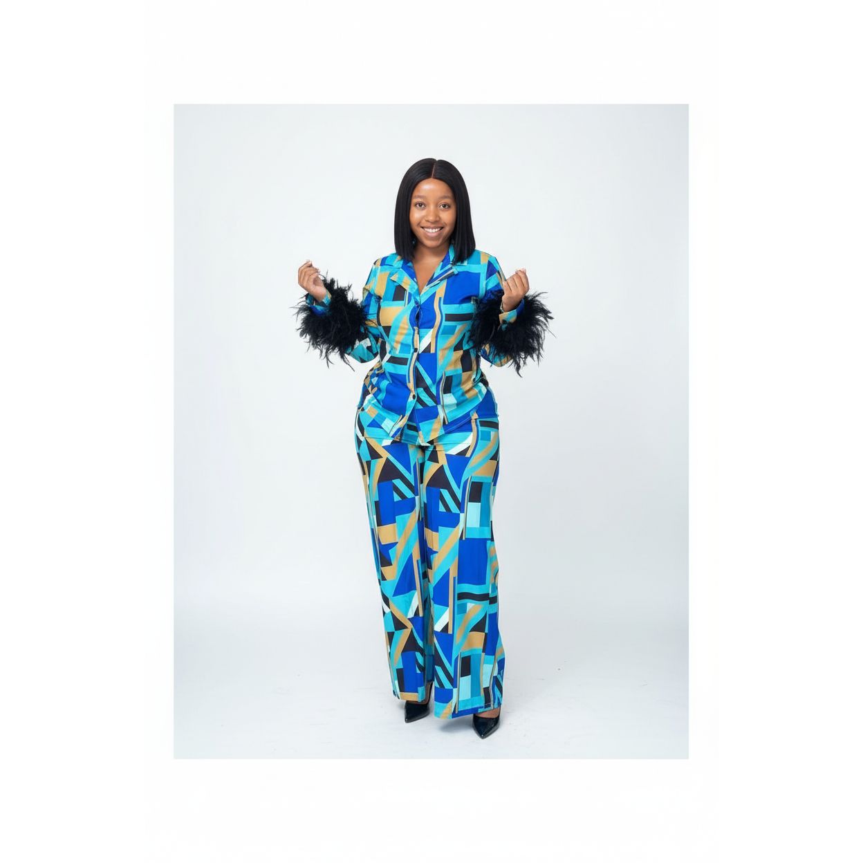 Fluffy Sleeve 2 Piece Set