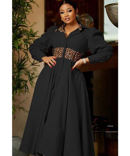 Women Cotton Rockabilly Vintage Turn-Down Collar Short Sleeve A-Line Summer Solid and Plaid Belt Dresses