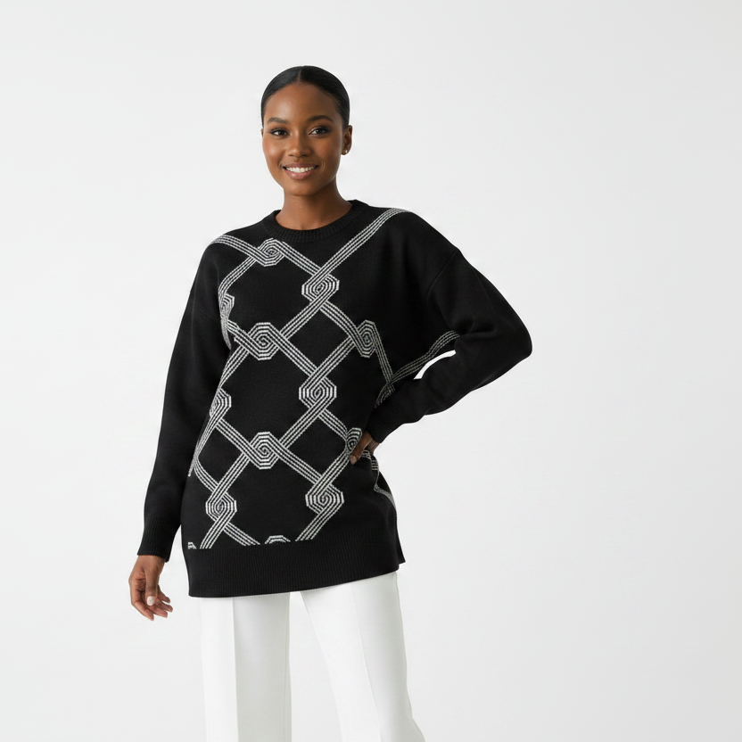 Geometric Print knitted jersey