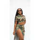 Camouflage Slit skirt and top set