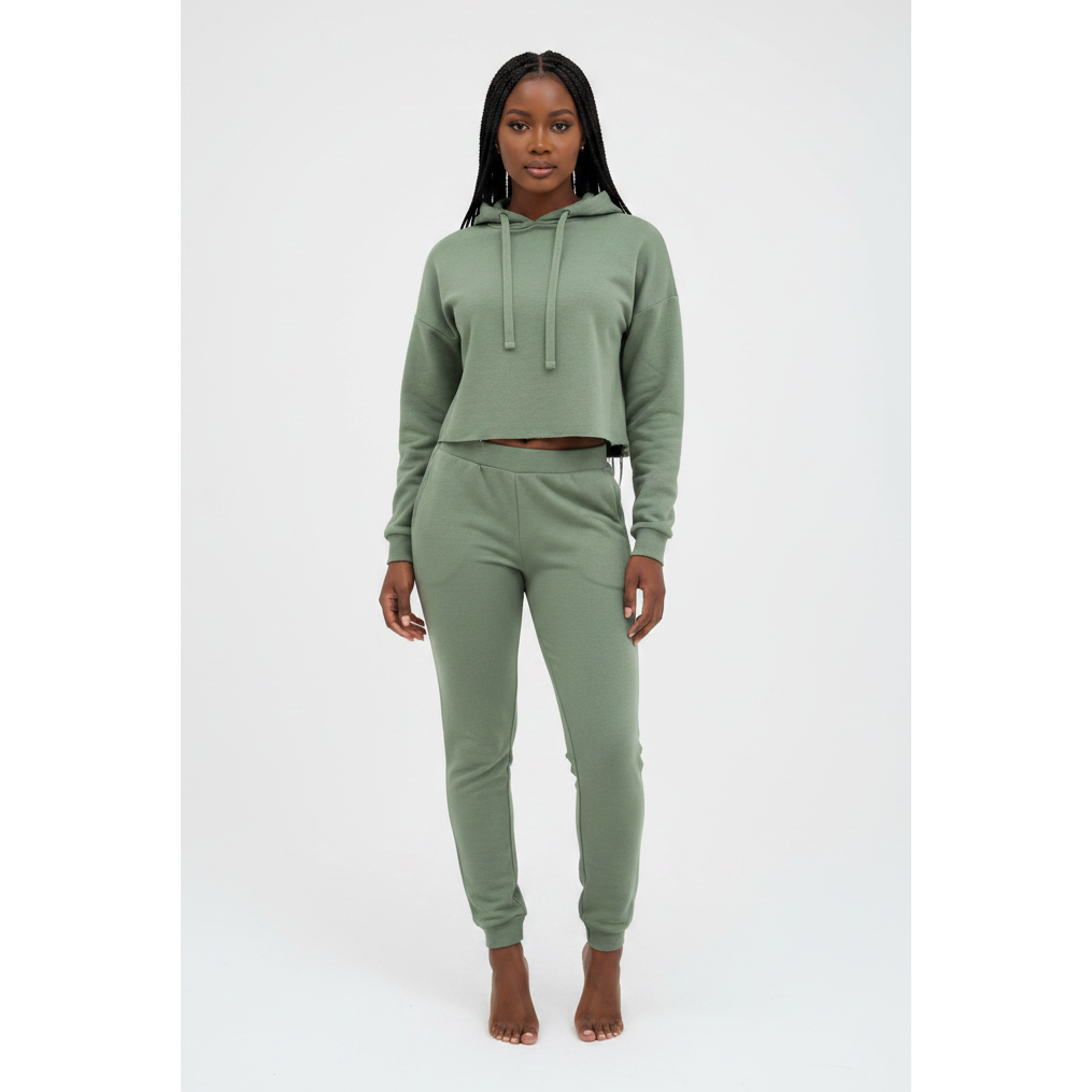 Cropped Hoodie Tracksuit Set