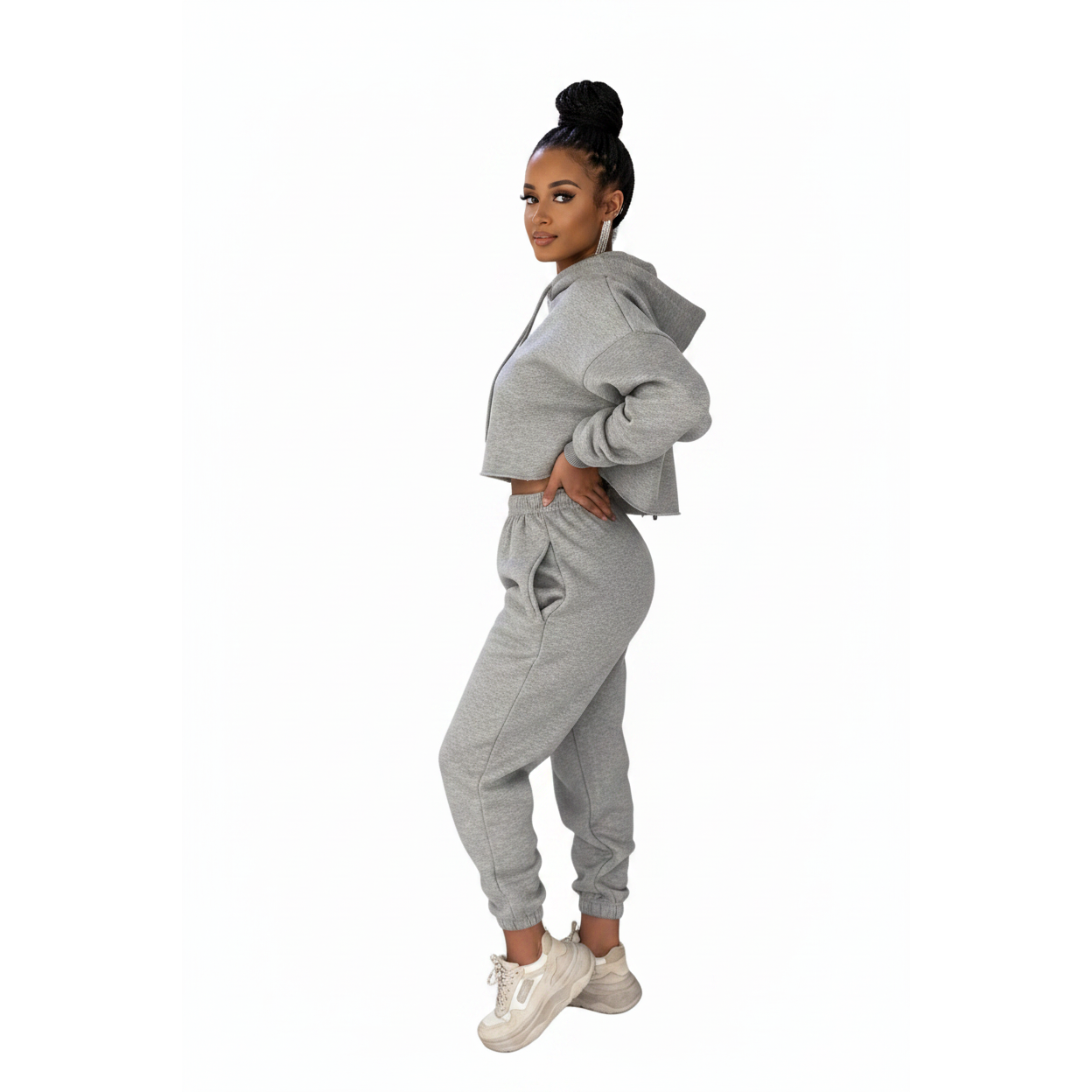 Cropped Hoodie Tracksuit Set